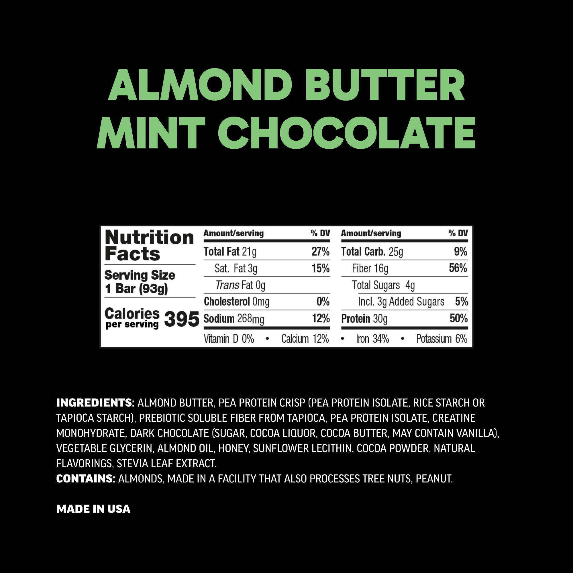 Almond Butter Mint Chocolate - nutrition facts