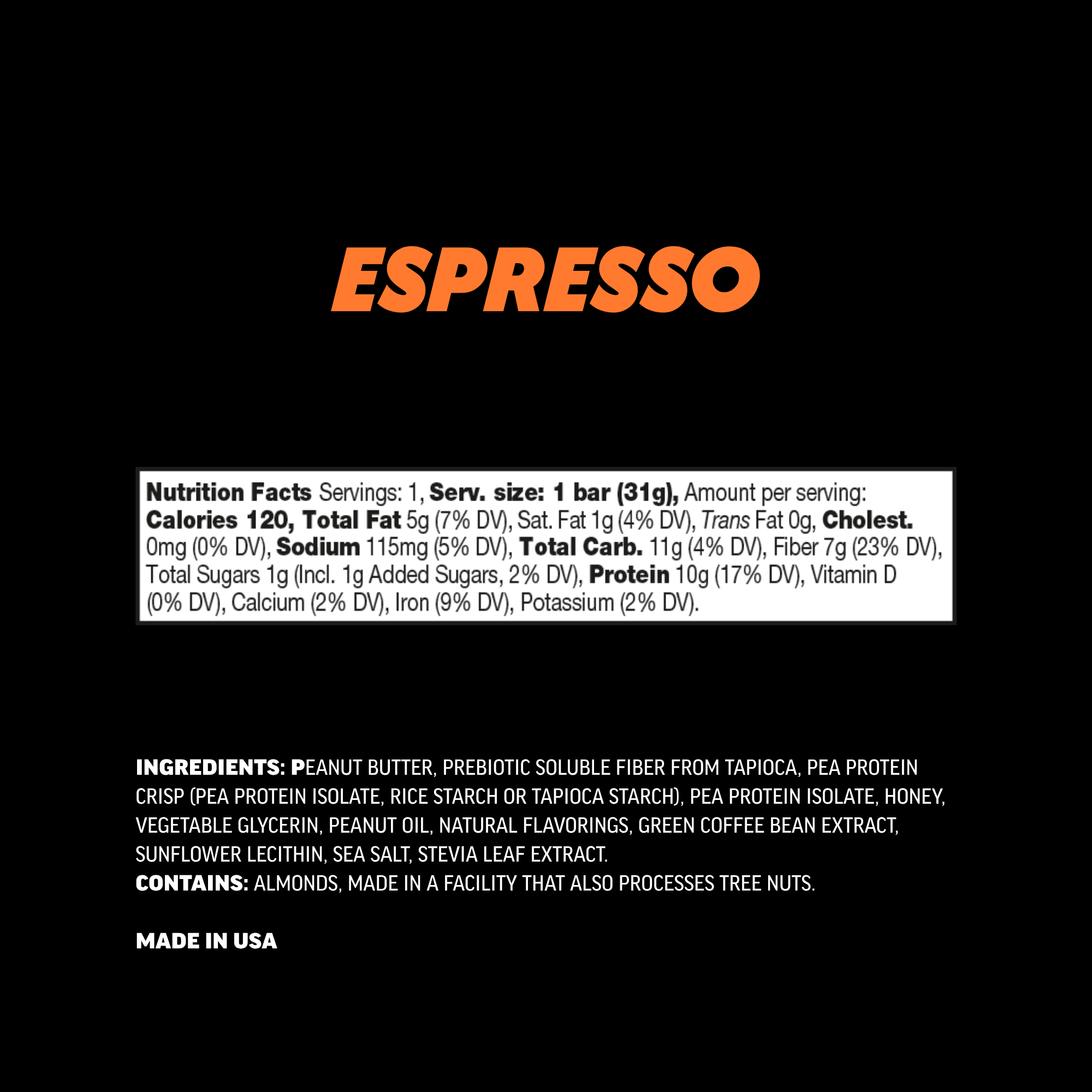 Espresso - nutrition facts