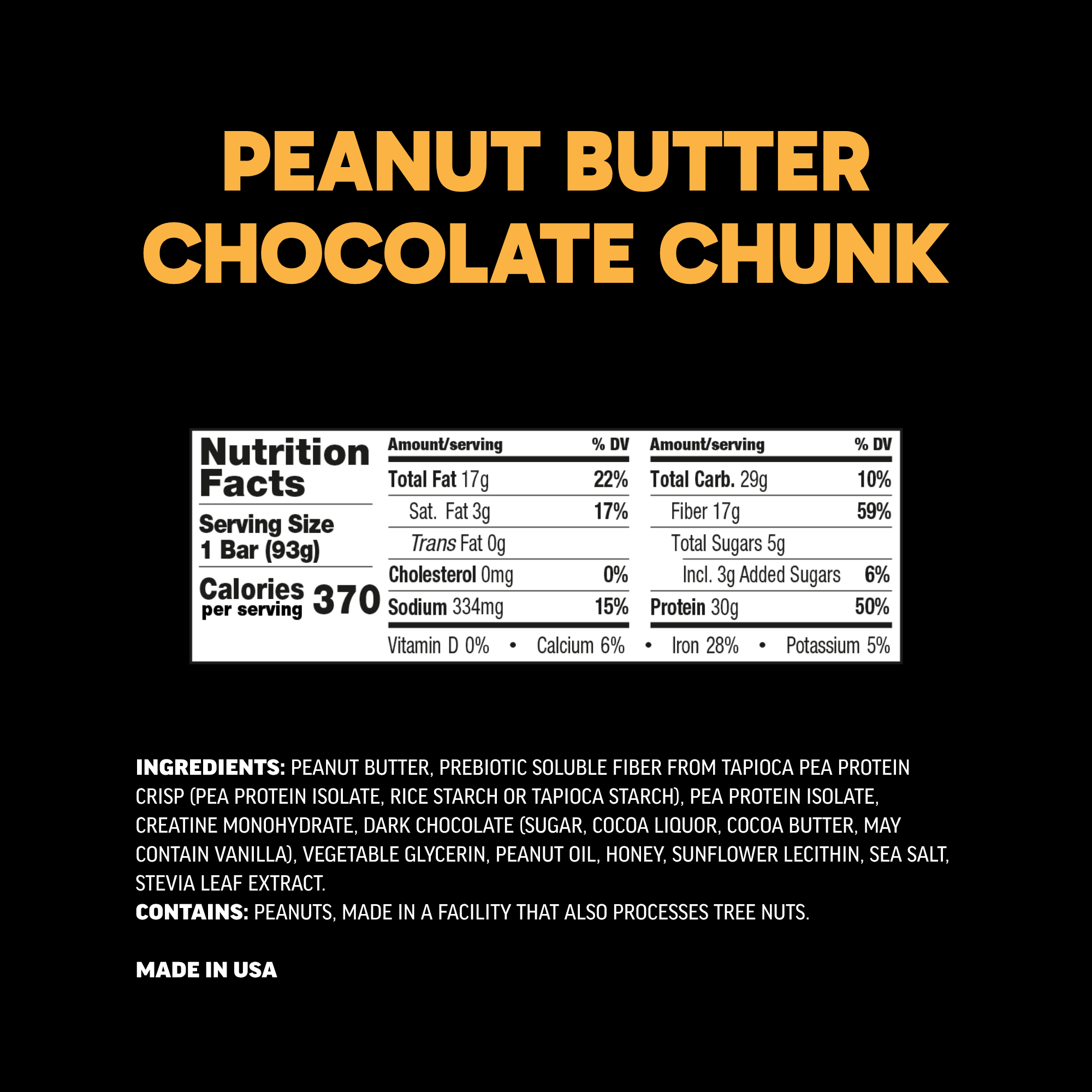 Peanut Butter Chocolate Chunk - nutrition facts
